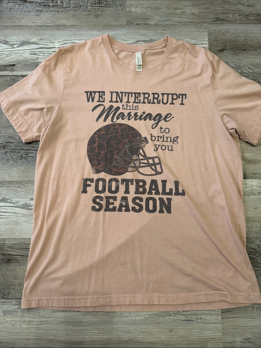 Women's Peach Graphic Short Sleeve Tee - Football Season